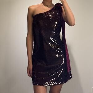 Burgundy Sequined Mini Dress